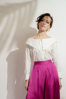 ZENITH Wide-Neck Poplin Shirt with Multicolour Dots