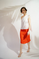 TOULOUSE Orange Midi Skirt with Side Panels