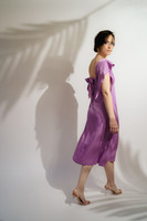 CASSIS Empire-Waist Midi Dress with Adjustable Straps in Lilac