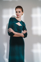 Spread-Your-Wings Sleeveless Midi Dress with Cropped Top in Dark-Sea Green