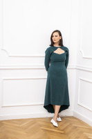Spread-Your-Wings Sleeveless Midi Dress with Cropped Top in Dark-Sea Green