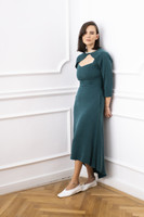 Spread-Your-Wings Sleeveless Midi Dress with Cropped Top in Dark-Sea Green