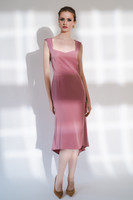 Spread-Your-Wings Asymmetric Midi Dress in Dusty-Rose