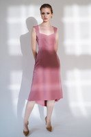 Spread-Your-Wings Asymmetric Midi Dress in Dusty-Rose