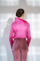 Two-Make-One Shirt with Detachable Collar and Sleeve in Pink
