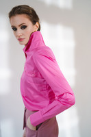 Two-Make-One Shirt with Detachable Collar and Sleeve in Pink