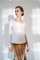 Two-Make-One Shirt with Detachable Collar and Sleeve in White