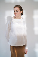 Two-Make-One Shirt with Detachable Collar and Sleeve in White