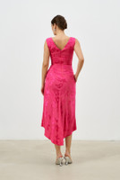 Spread-Your-Wings Asymmetric Midi Dress in Watermelon