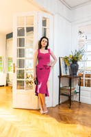 Chase-of-a-Feeling Skirt with Asymmetrical Back in Fuchsia