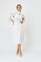 BELLE VIE Cape with Bow Apparent-Sleeves in White
