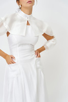 BELLE VIE Cape with Bow Apparent-Sleeves in White