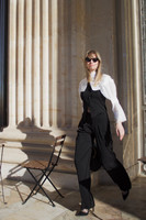 BELLE Halterneck Textured-Viscose Vest in Black