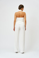 BELLE Halterneck Textured-Viscose Vest in White