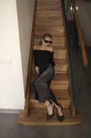 The SWAN Bamboo Knit Maxi Dress in Black