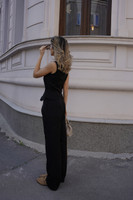 Wish-They-Were-Mine Wide-Leg Trousers with Asymmetric Waist in Black