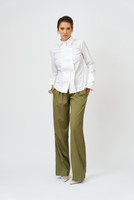 On-the-Edge Poplin Shirt with Oversized Cuffs in White