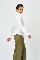 On-the-Edge Poplin Shirt with Oversized Cuffs in White