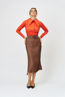 WINGS Poplin Shirt with Double Collar in Orange