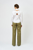 Take-a-Bow Cotton-Poplin Shirt in Orange