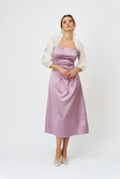 La Poupée Midi Dress with Back Bow in Lilac
