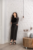 WAVES Asymmetric Pleated Skirt in Black