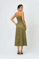 INFINITY Strapless Midi Dress in Green