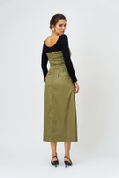 INFINITY Set Strapless Midi Dress in Green & Bamboo Knit Top