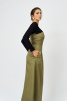 INFINITY Set Strapless Midi Dress in Green & Bamboo Knit Top