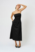 INFINITY Strapless Midi Dress in Black