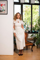 INFINITY Strapless Midi Dress in White