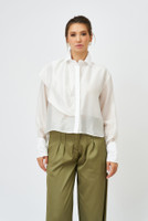 Petal Voile Shirt with Asymmetric Front in White