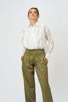 Petal Voile Shirt with Asymmetric Front in White