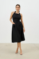 BELLE-VIE Halter Midi Dress in Black