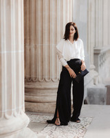 CANNES Straight-Leg Trousers with Side Panel in Black