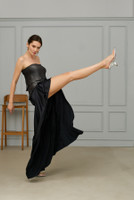 CANNES Straight-Leg Trousers with Side Panel in Black