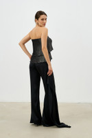 CANNES Straight-Leg Trousers with Side Panel in Black