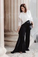 CANNES Straight-Leg Trousers with Side Panel in Black