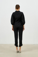 Phoenix Blazer with Voile Pleated Sleeves in Black