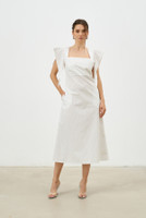 CASSIS Empire-Waist Poplin Midi Dress with Adjustable Straps