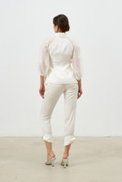 Phoenix Blazer with Voile Pleated Sleeves in White