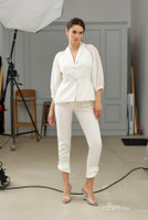 Phoenix Blazer with Voile Pleated Sleeves in White