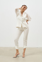 Phoenix Blazer with Voile Pleated Sleeves in White