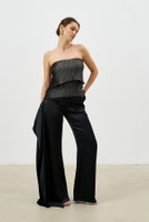 WAVES Pleated Bandeaux Top in Black