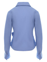 FEARLESS Asymmetric Poplin Shirt with Waist Tie in Light-Blue