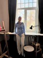 FEARLESS Asymmetric Poplin Shirt with Waist Tie in Light-Blue