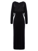 LAYLA Bamboo Knit Midi Dress with Silk‑Blend Bodice in Black