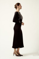 LAYLA Bamboo Knit Midi Dress with Silk‑Blend Bodice in Black