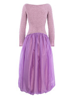 LILIAN Midi Dress with Gathered Voile Skirt in Lilac