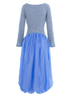 LILIAN Midi Dress with Gathered Voile Skirt in Ciel